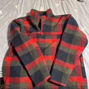 Orvis Red and Black Plaid Fleece Pullover
